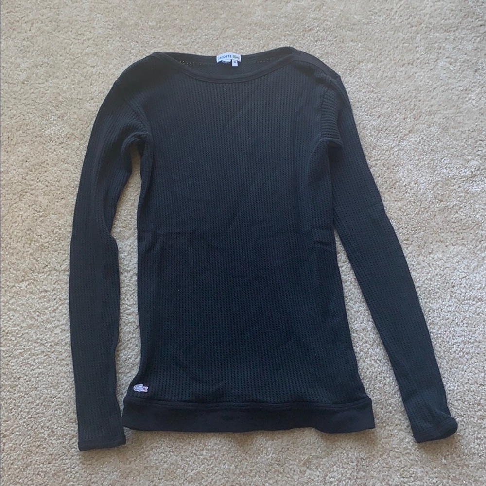LACOSTE Cable-knit Black Sweater